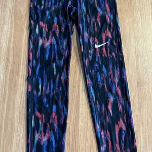 NWT Nike Kids Pro Dri-FIT Leggings - Black, Blue, and Red Tie-Dye - Size Large